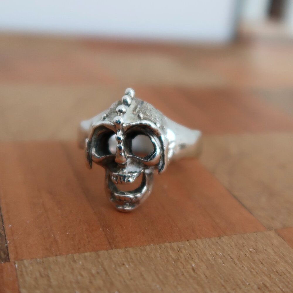 The Last Laugh Edgy Screaming Skull 925 Sterling Silver Ring Large Biker Unisex